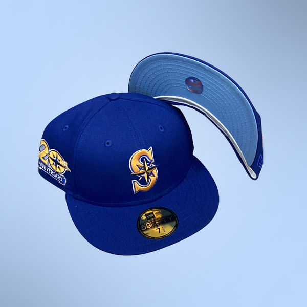 EXCLUSIVE NEW ERA 59FIFTY SEATTLE MARINERS 20TH ANNIVERSARY PATCH ICY BLUE UV HAT - BLUE